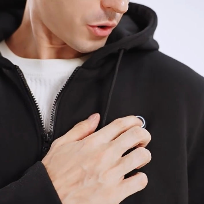 LITEGUEST 5-Zone USB Heated Hoodie Heated Zip-up Hooded Sweatshirt - Mann
