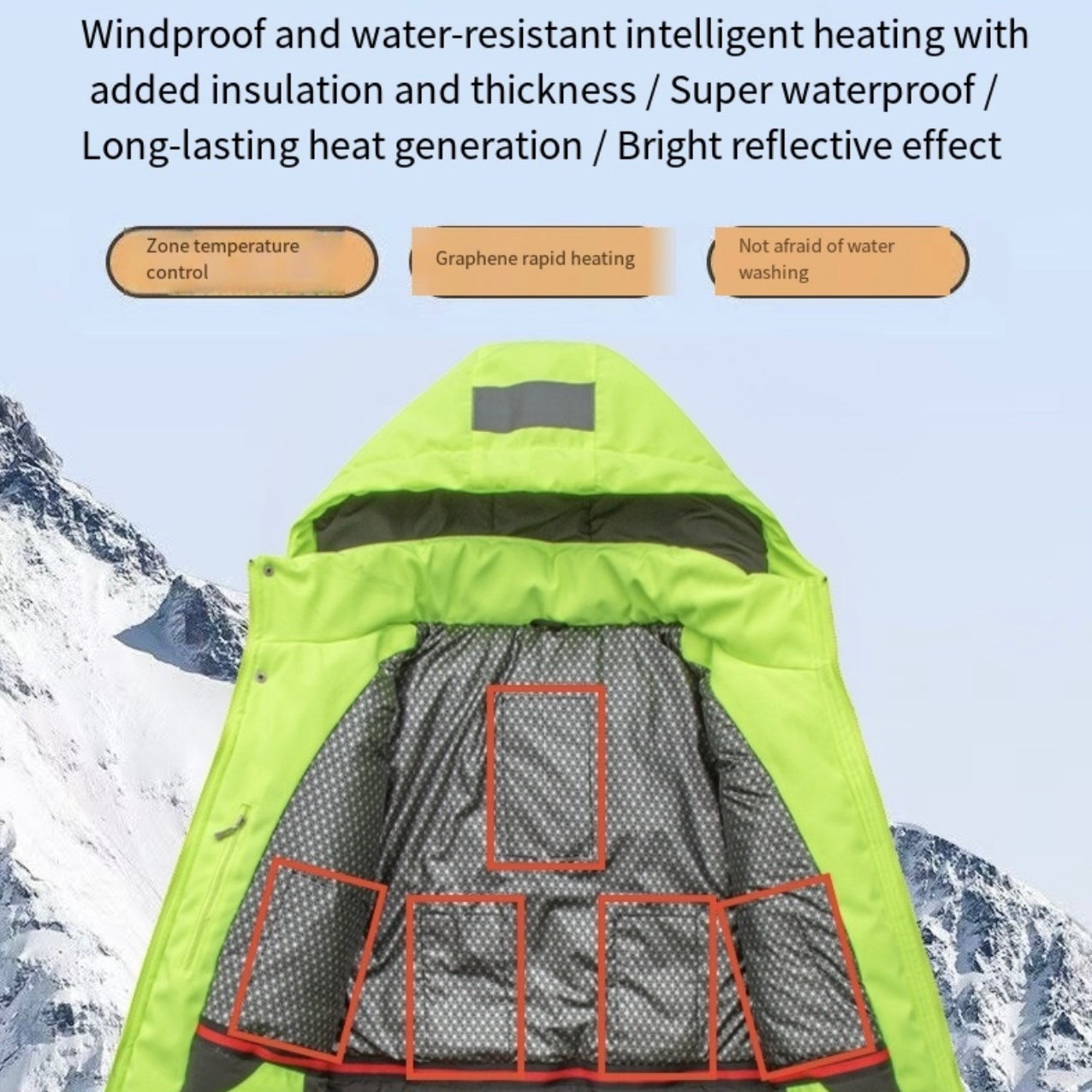 LITEGUEST USB Heated Reflective Waterproof Work Jacket For Winter - Mann