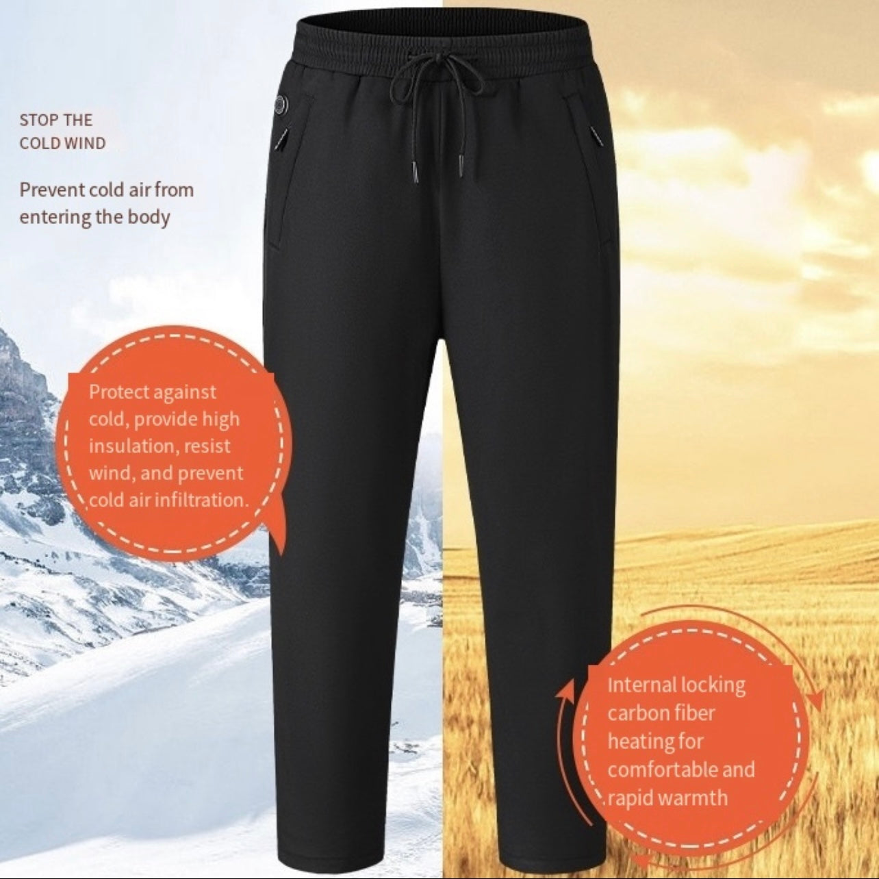 LITEGUEST 12-Zone USB Heated Pants for Winter Outdoor Adventures - Mann