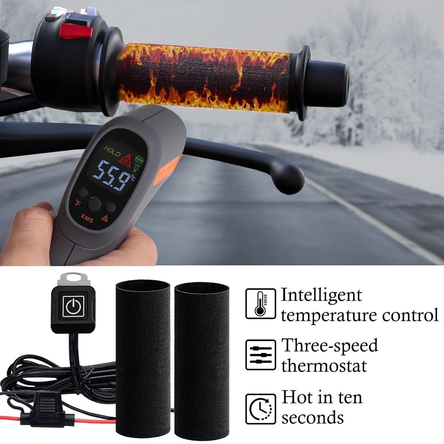 LITEGUEST USB Heated Handlebar Mitts – Winter Riding Warmth - Mann