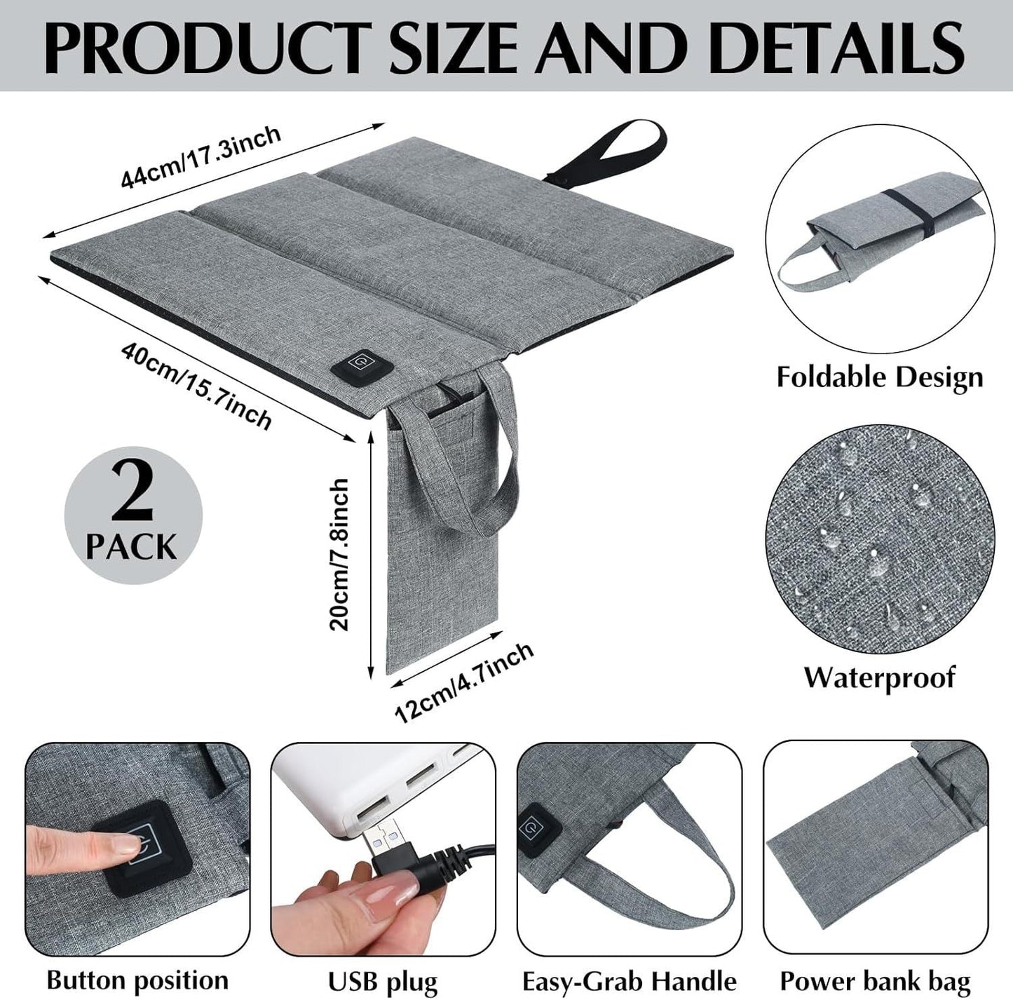 LITEGUEST Portable USB Heated Seat Cushion – Warm Anywhere Outdoors - Mann