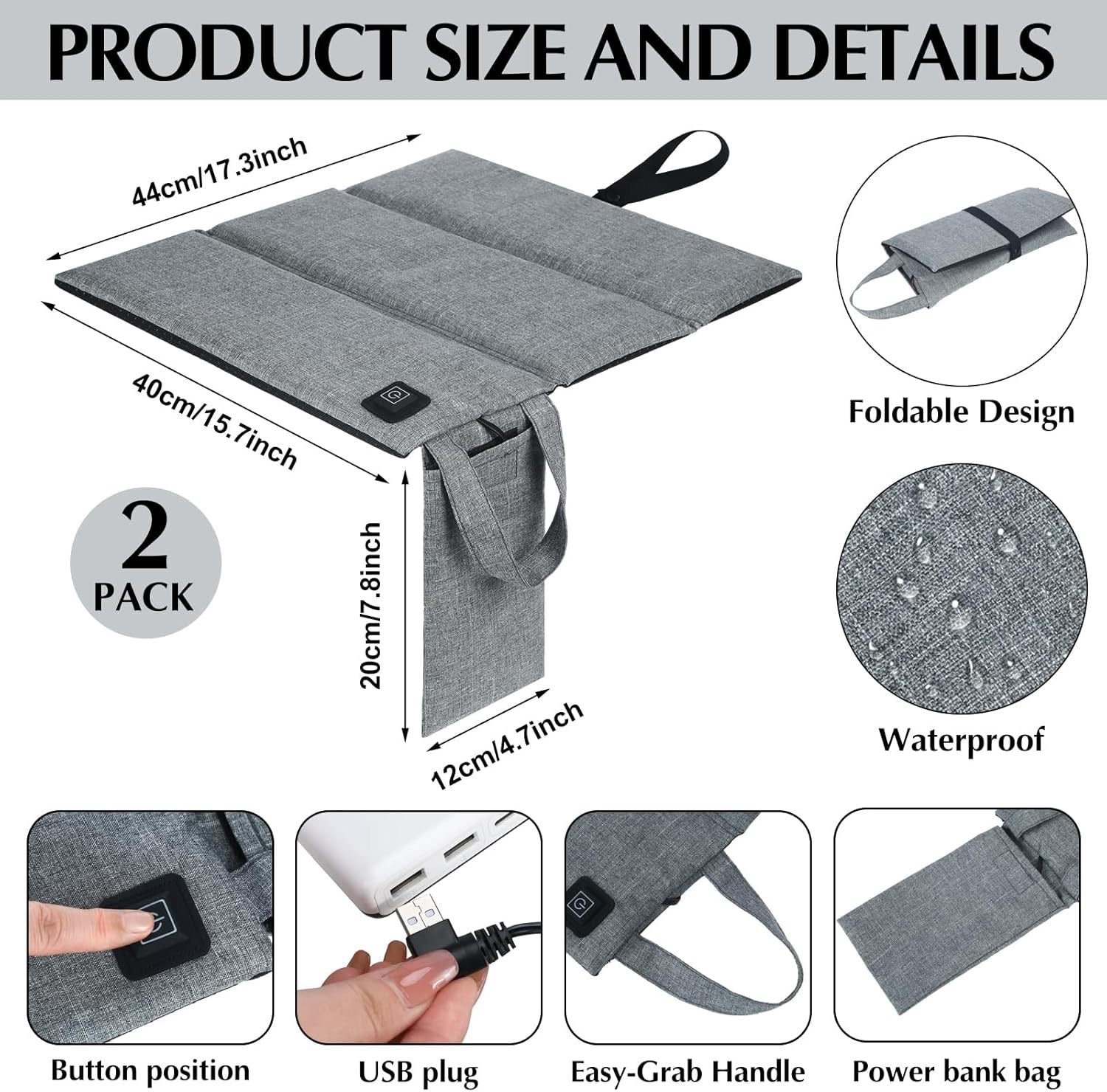 LITEGUEST Portable USB Heated Seat Cushion – Warm Anywhere Outdoors - Mann