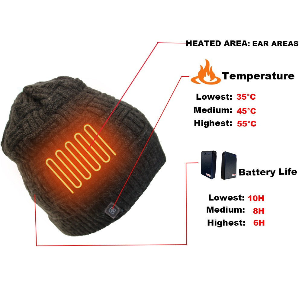 LITEGUEST Heated Thermal Hat – USB-Powered Winter Headgear - Mann