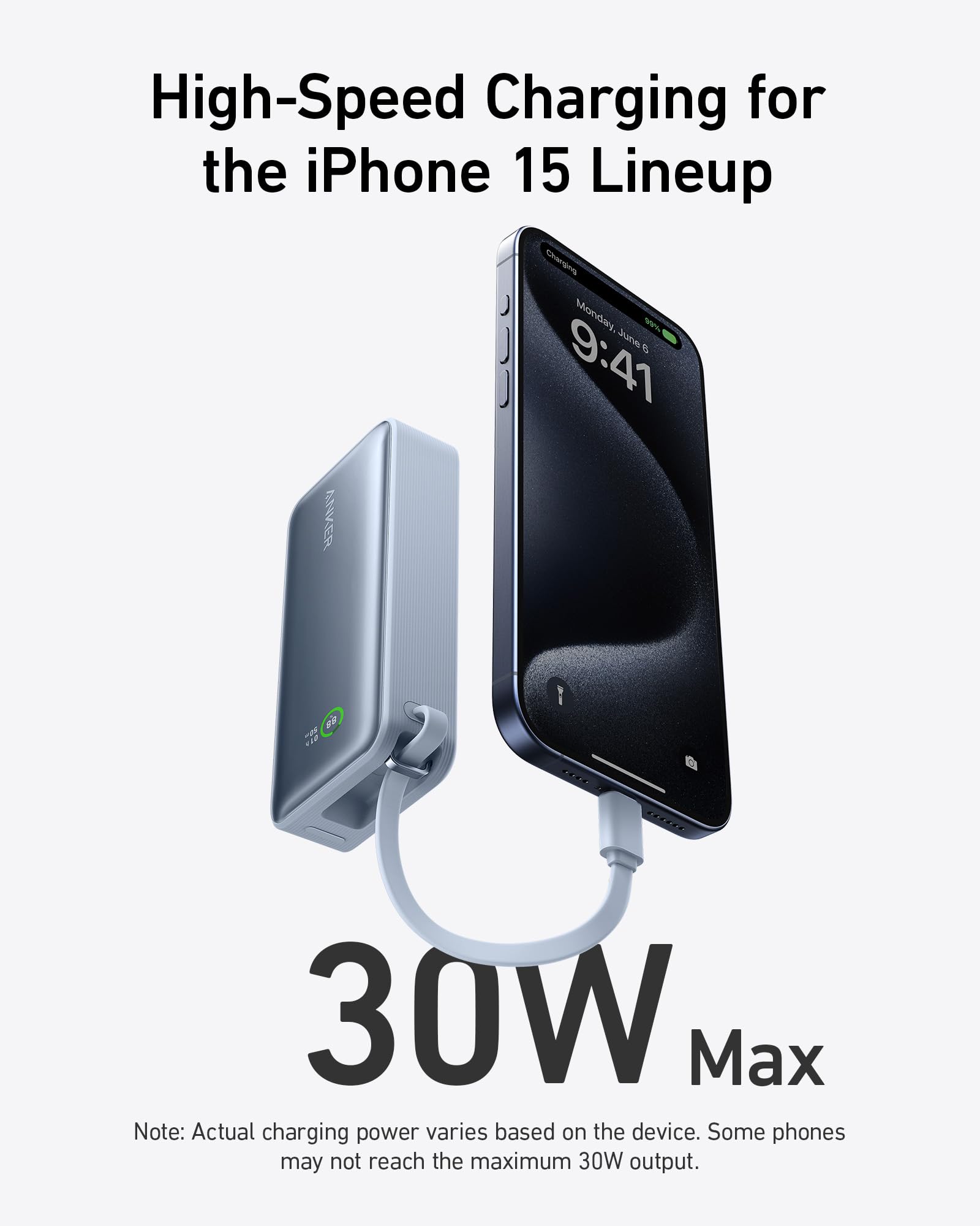 Anker Nano Power Bank (30W, Built-In USB-C Cable) - Mann