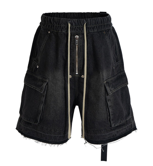 UNDEVELOPED Noir Drawstring Denim Cargo