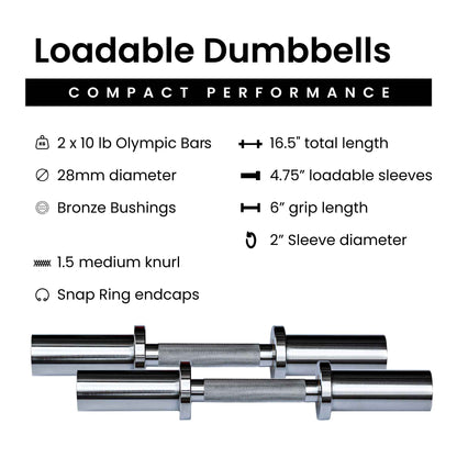 Barbell Standard - Loadable Dumbbell Bar Weight Sets - Mann