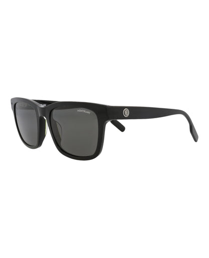 Montblanc Square-Frame Acetate Sunglasses 'Black/Grey'