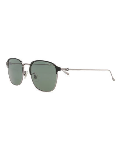 Montblanc Square-Frame Metal Sunglasses 'Green/Silver'