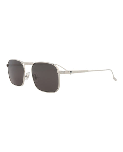 Montblanc Square-Frame Metal Sunglasses 'Grey/Silver'