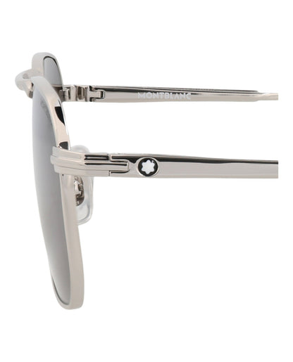 Montblanc Square-Frame Metal Sunglasses 'Grey/Silver'