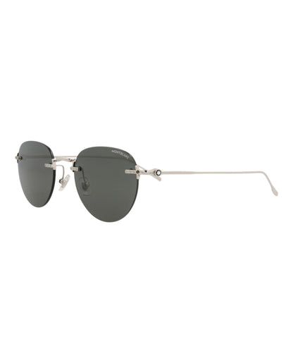 Montblanc Round-Frame Metal Sunglasses 'Grey/Silver'