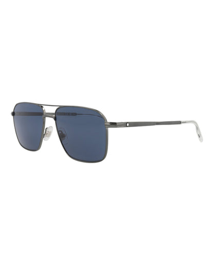 Montblanc Aviator-Frame Metal Sunglasses 'Blue/Silver'