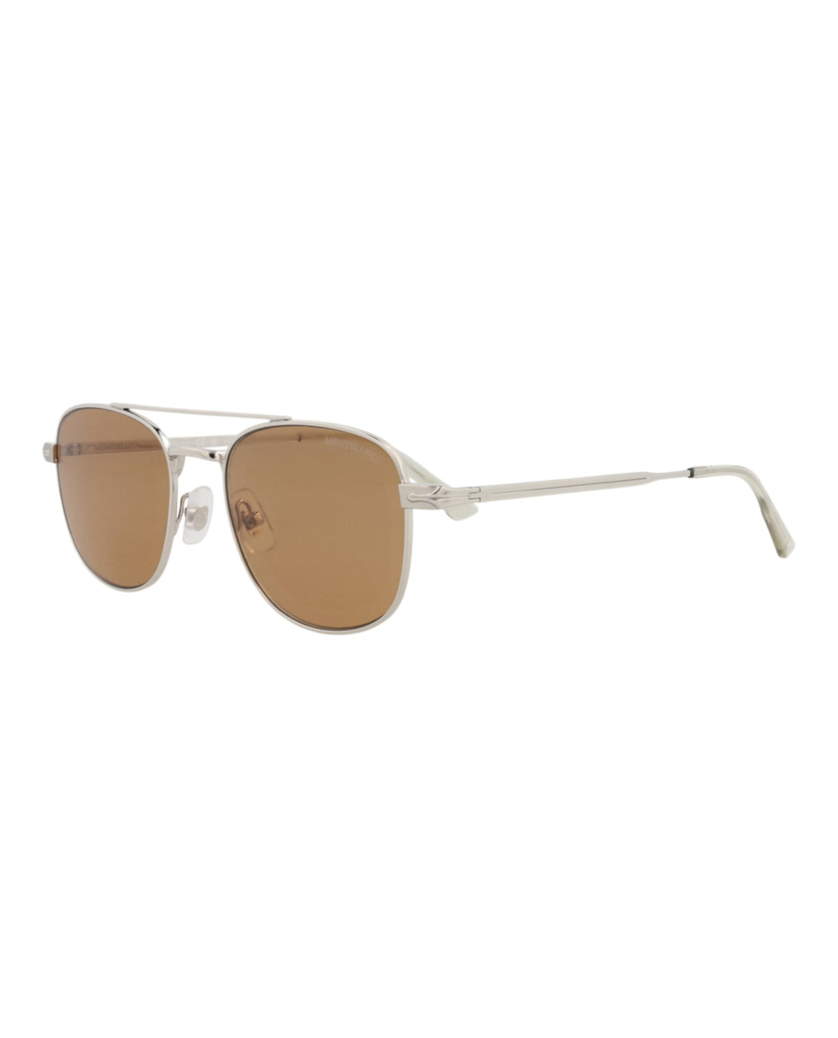 Montblanc Aviator-Frame Metal Sunglasses 'Brown/Silver'