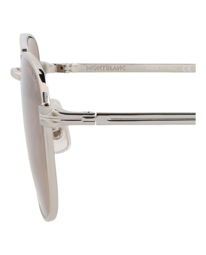 Montblanc Aviator-Frame Metal Sunglasses 'Brown/Silver'