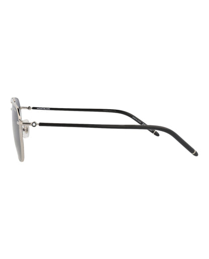 Montblanc Aviator-Frame Metal Sunglasses 'Blue/Silver'