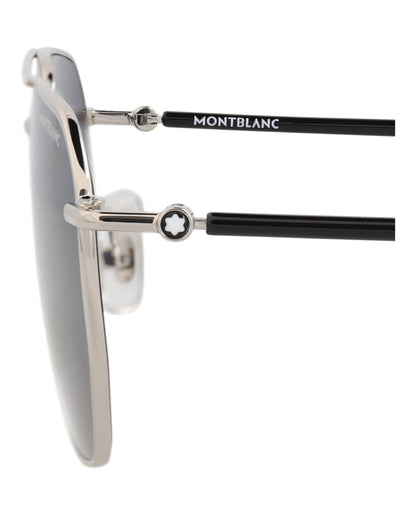 Montblanc Aviator-Frame Metal Sunglasses 'Blue/Silver'