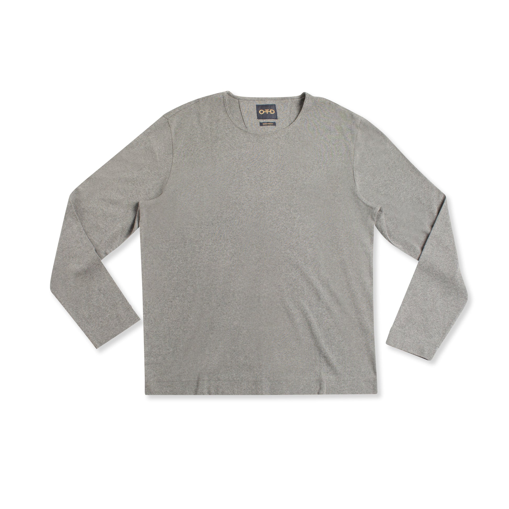 OTD Long Sleeve Ribbed Cotton Crewneck (Dark Grey Heather) - Mann