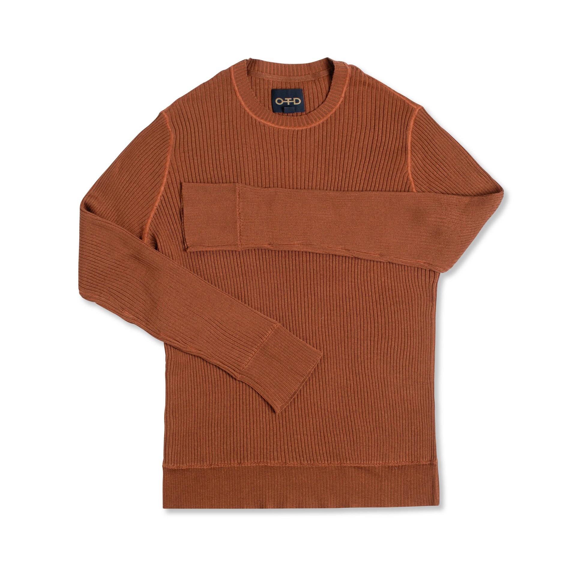 OTD Ribbed Poor Boy Crewneck Sweater (Sepia Brown) - Mann
