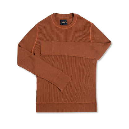OTD Ribbed Poor Boy Crewneck Sweater (Sepia Brown) - Mann