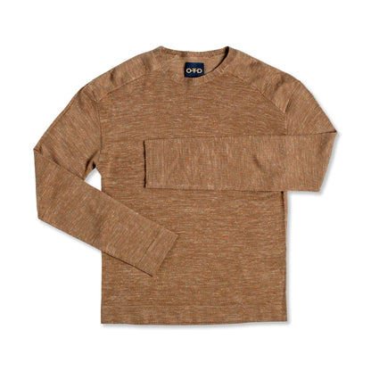 OTD Modern Fleck Linen-Blend Crewneck Sweater (Khaki Multi) - Mann