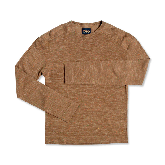 OTD Modern Fleck Linen-Blend Crewneck Sweater (Khaki Multi) - Mann