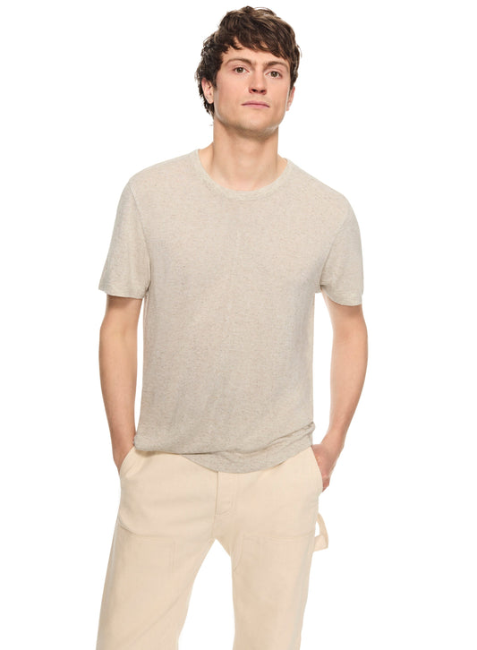 OTD Linen-Blend Crewneck Tee (Oatmeal Melange) - Mann