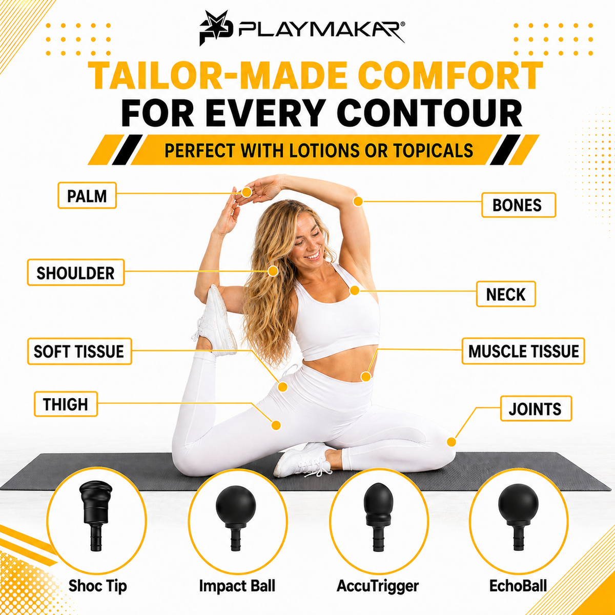 PlayMakar MVPmini Percussion Massage System with Vibration & Premum Silicone Massage Heads with Impact Control that Contour to Your Body