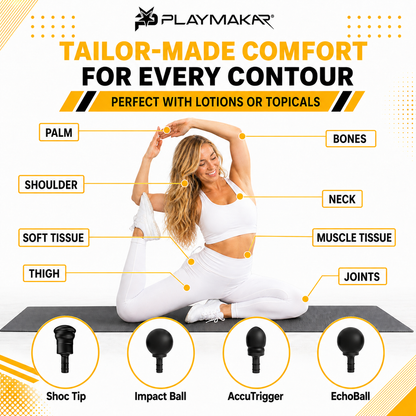 PlayMakar MVPmini Percussion Massage System with Vibration & Premum Silicone Massage Heads with Impact Control that Contour to Your Body