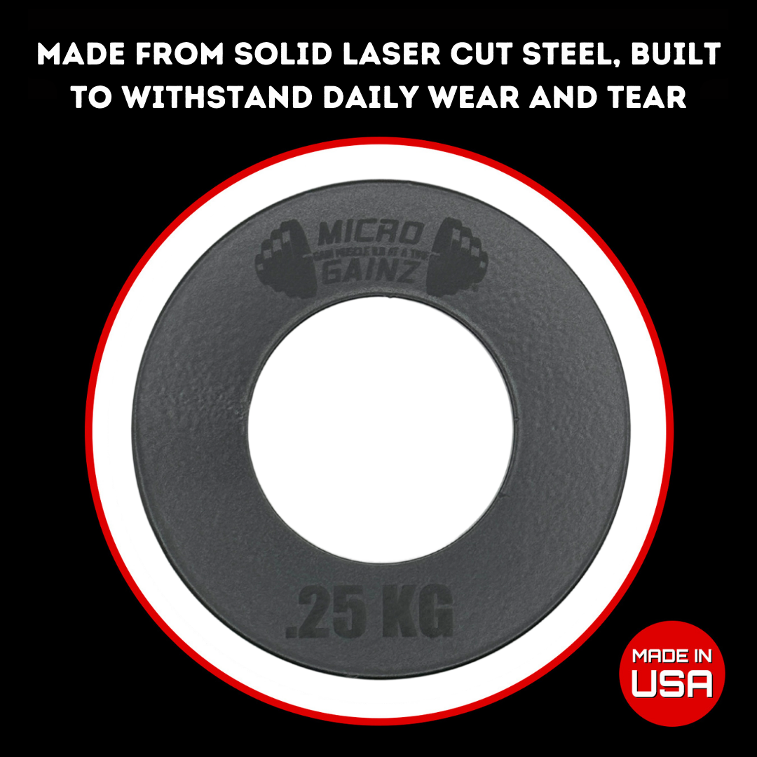 Micro Gainz Olympic Size Kilogram Fractional Steel Weight Plates .25KG Plates: Set of 2