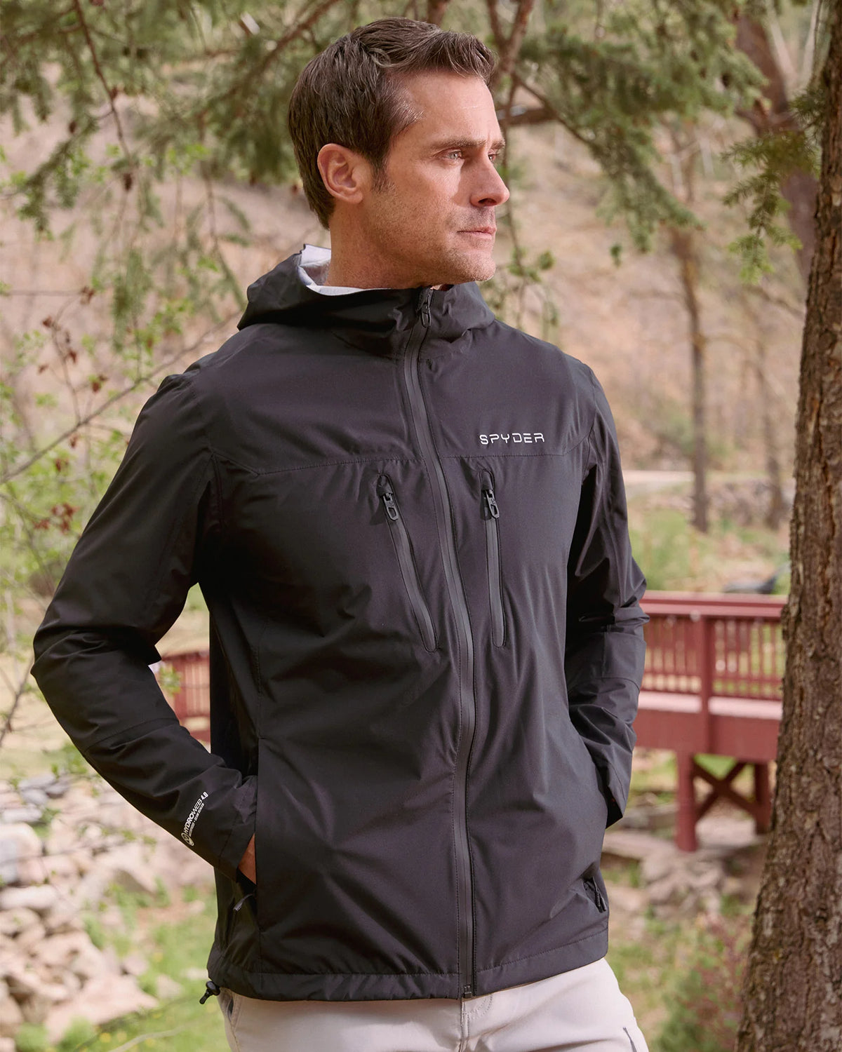 Size L Spyder Overcast Rain Jacket - Black