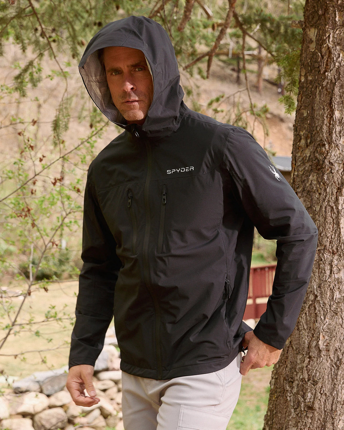 Size L Spyder Overcast Rain Jacket - Black