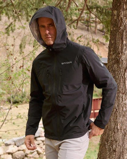 Size L Spyder Overcast Rain Jacket - Black