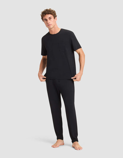 Cozy Earth Bamboo Stretch-Knit Short Sleeve Tee & Pant Pajama Set