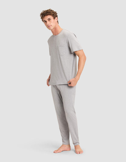 Cozy Earth Bamboo Stretch-Knit Short Sleeve Tee & Pant Pajama Set