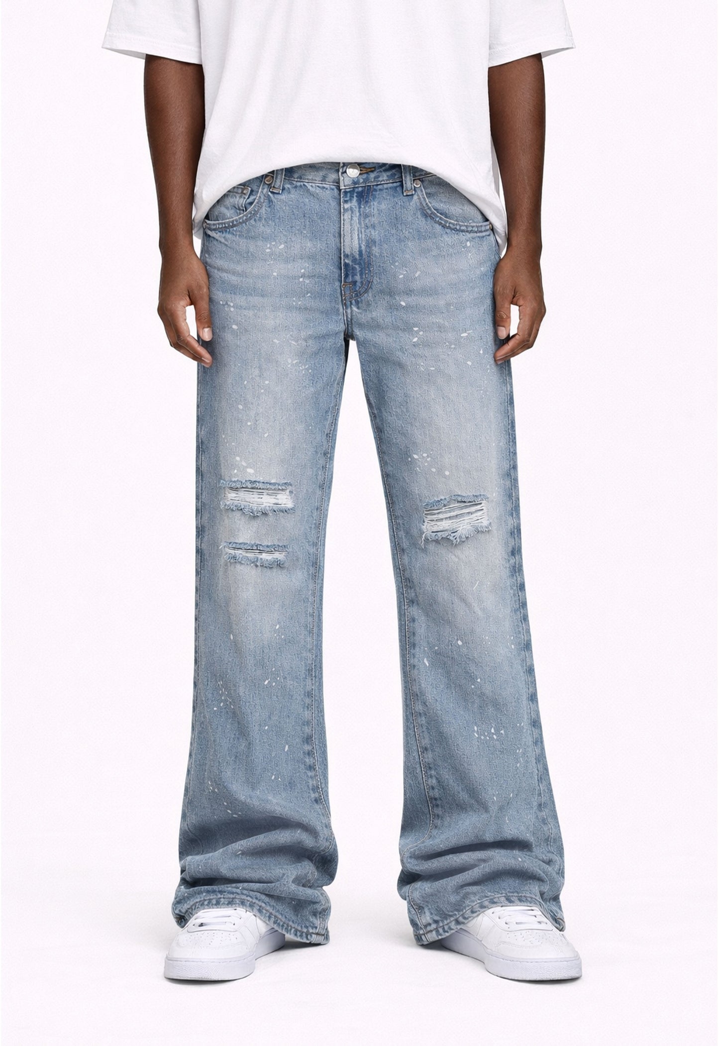 UNDEVELOPED Azul Distressed Split Flare Denim