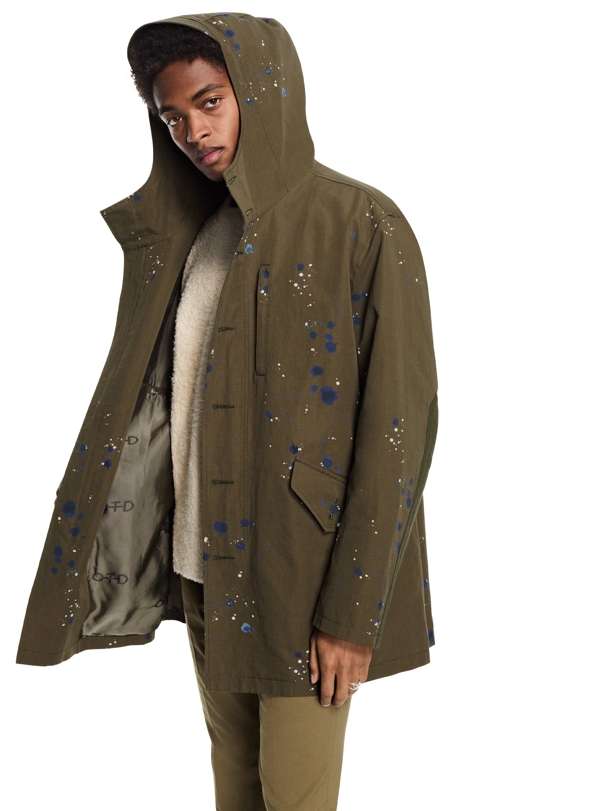 OTD Linen-Blend Paint Splattered Parka - Mann