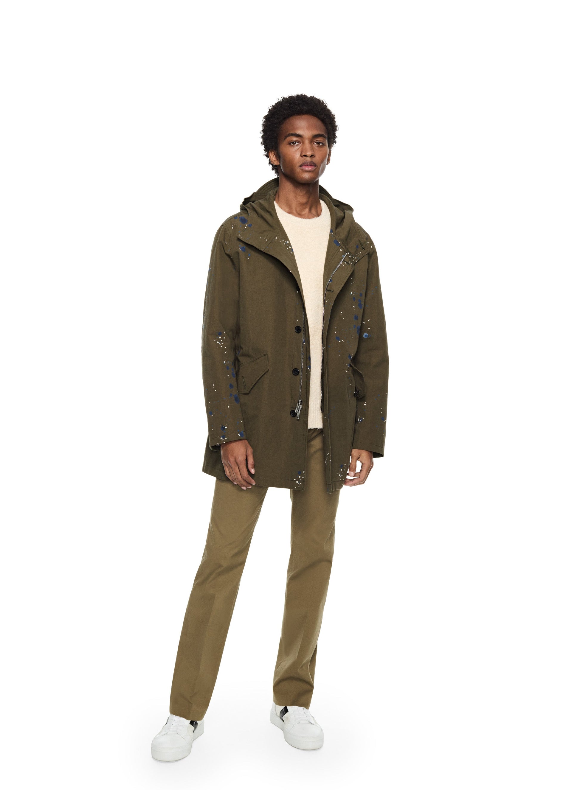 OTD Linen-Blend Paint Splattered Parka - Mann