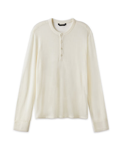 Side of Men's Superfine Wool Henley Sweater