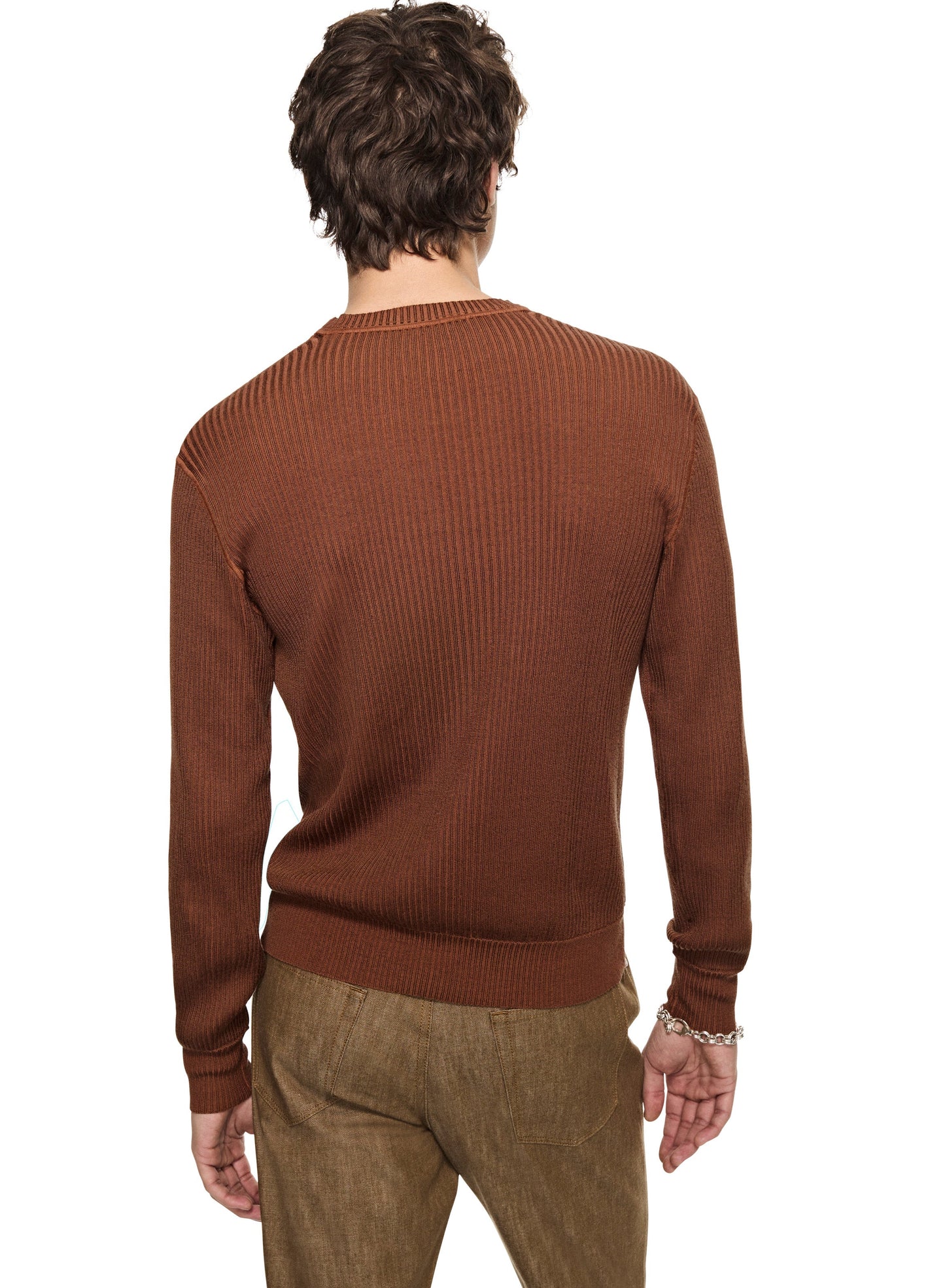 OTD Ribbed Poor Boy Crewneck Sweater (Sepia Brown) - Mann