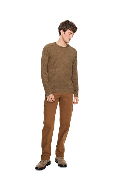 OTD Modern Fleck Linen-Blend Crewneck Sweater (Khaki Multi) - Mann