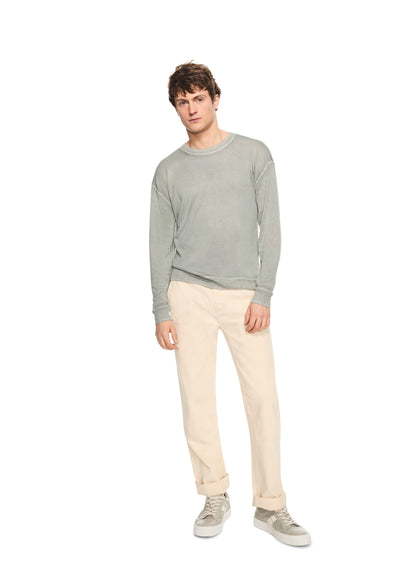 OTD Silk and Cashmere Reverse Print Crewneck Sweater (Misty Blue) - Mann