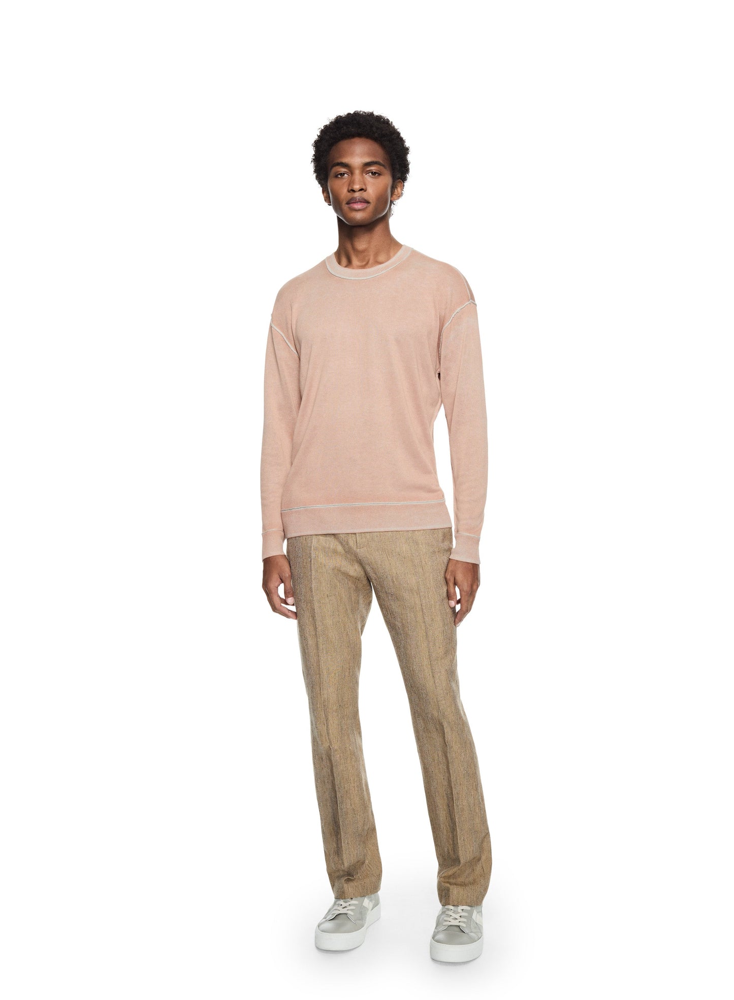 OTD Silk and Cashmere Reverse Print Crewneck Sweater (Pink) - Mann