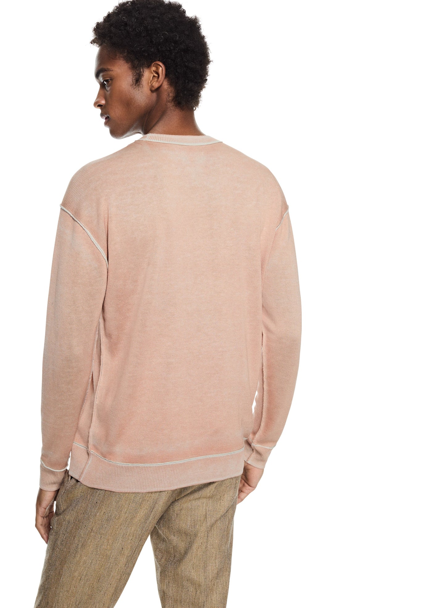 OTD Silk and Cashmere Reverse Print Crewneck Sweater (Pink) - Mann