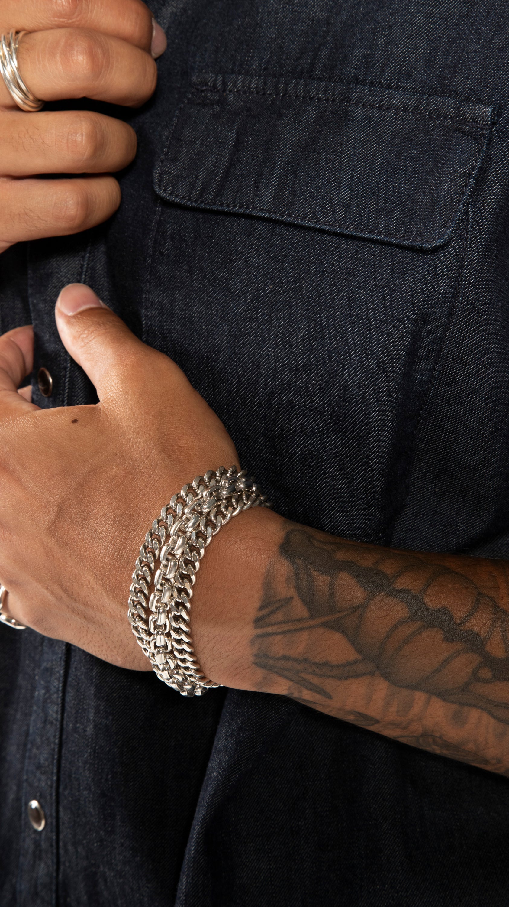 OTD Indigo Denim Short Sleeve Buttoned Shirt - Mann