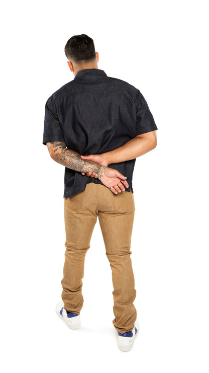 OTD Indigo Denim Short Sleeve Buttoned Shirt - Mann