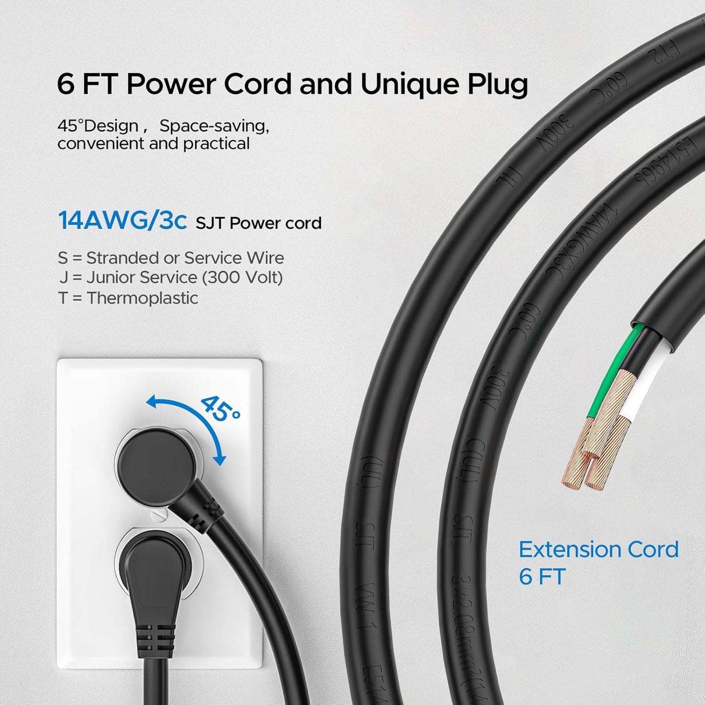 CRST 2PK Wider Spaced 6 Outlet Metal Surge Protector Power Strip 2100J 15A 1875W Heavy Duty Mountable Power Bar 6FT Flat Plug Extension Cord - Mann