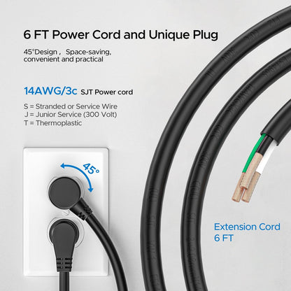 CRST 2PK Wider Spaced 6 Outlet Metal Surge Protector Power Strip 2100J 15A 1875W Heavy Duty Mountable Power Bar 6FT Flat Plug Extension Cord - Mann