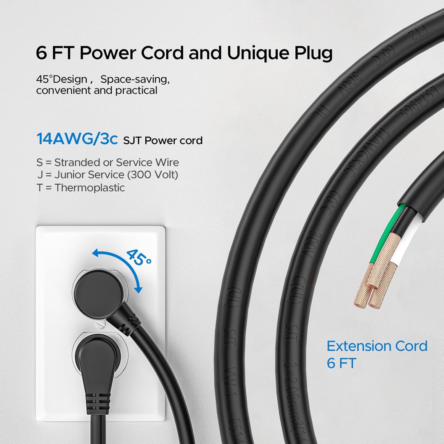 CRST 2 Pack 8 Outlet Metal Heavy Duty Power Strip 2100J Surge Protector 15A 1875W Mountable Wide Spaced Power Bar 6FT Flat Plug Extension Cord - Mann
