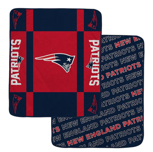 New England Patriots Pegasus 60” x 70” Reverse Block Wordmark Double-Sided Blanket