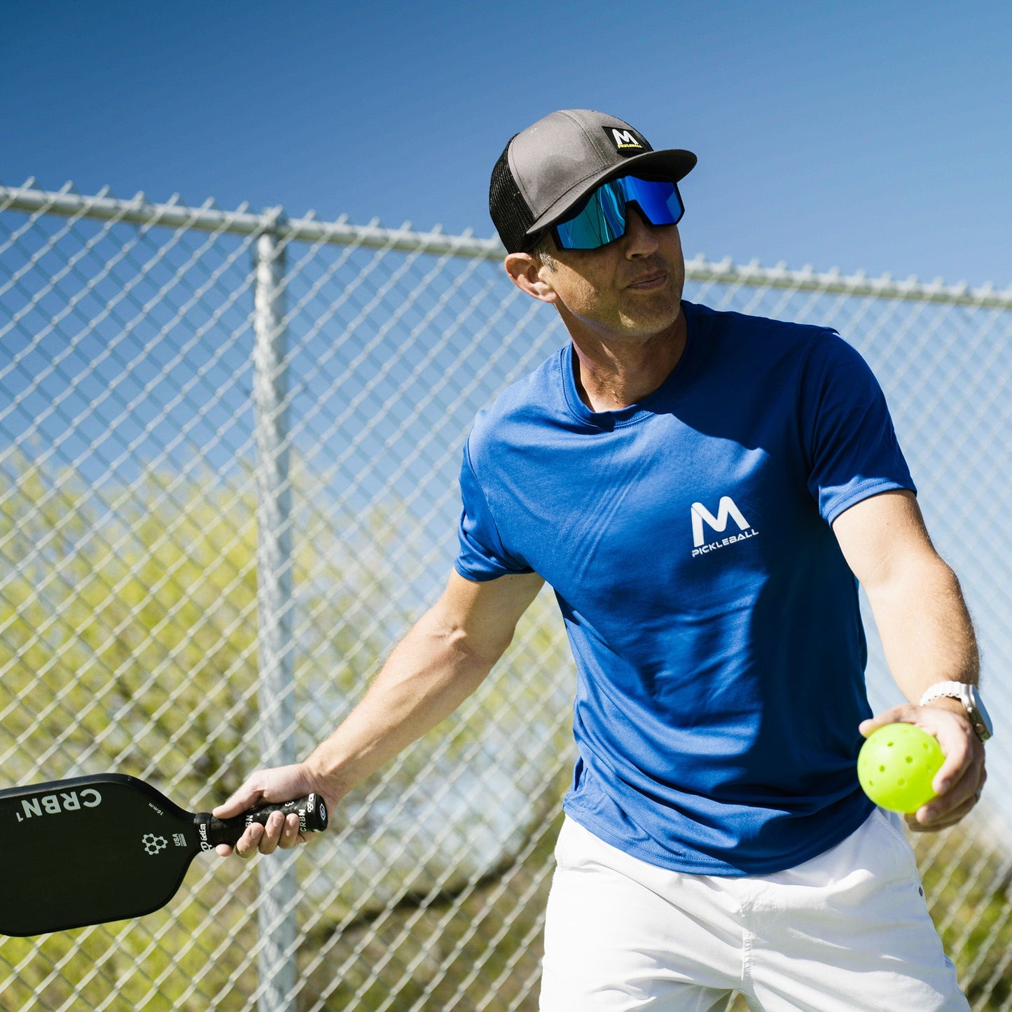 Moment Pickleball Pro-Guard Glasses Set with Blue Mirrored Lens - Mann